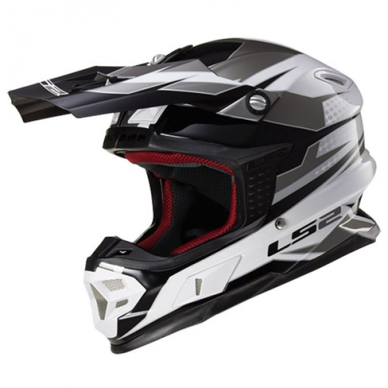 Кросовий шолом LS2 MX456 Factory Hi-Vis White Black Titanium Gloss