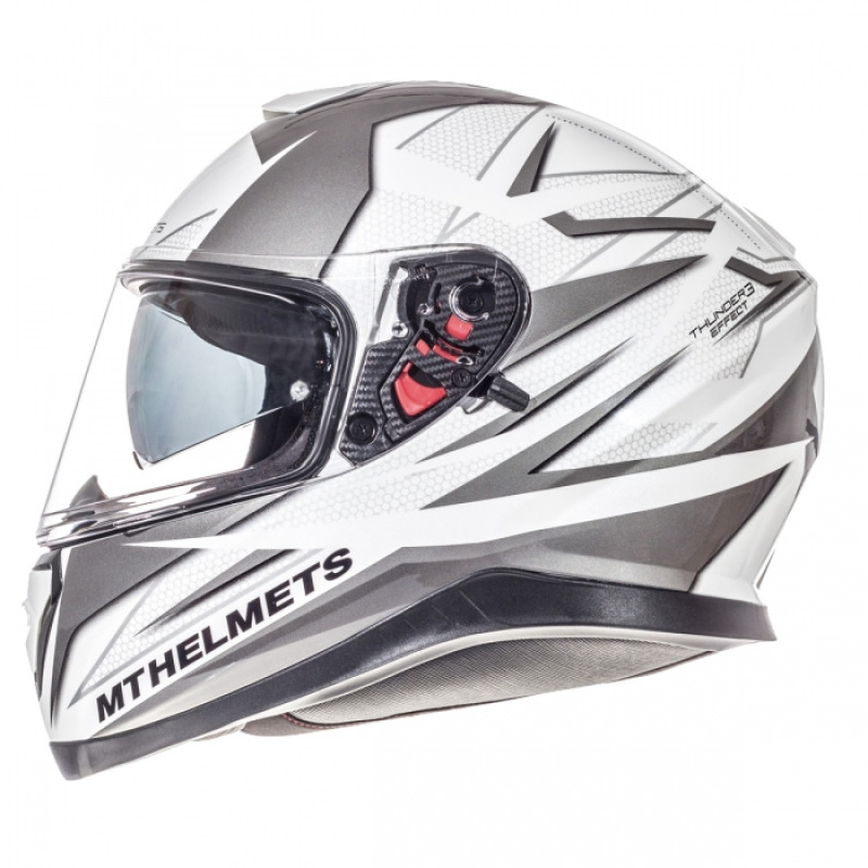MT Helmets Thunder 3 Effect gloss pearl white / silver anthracite