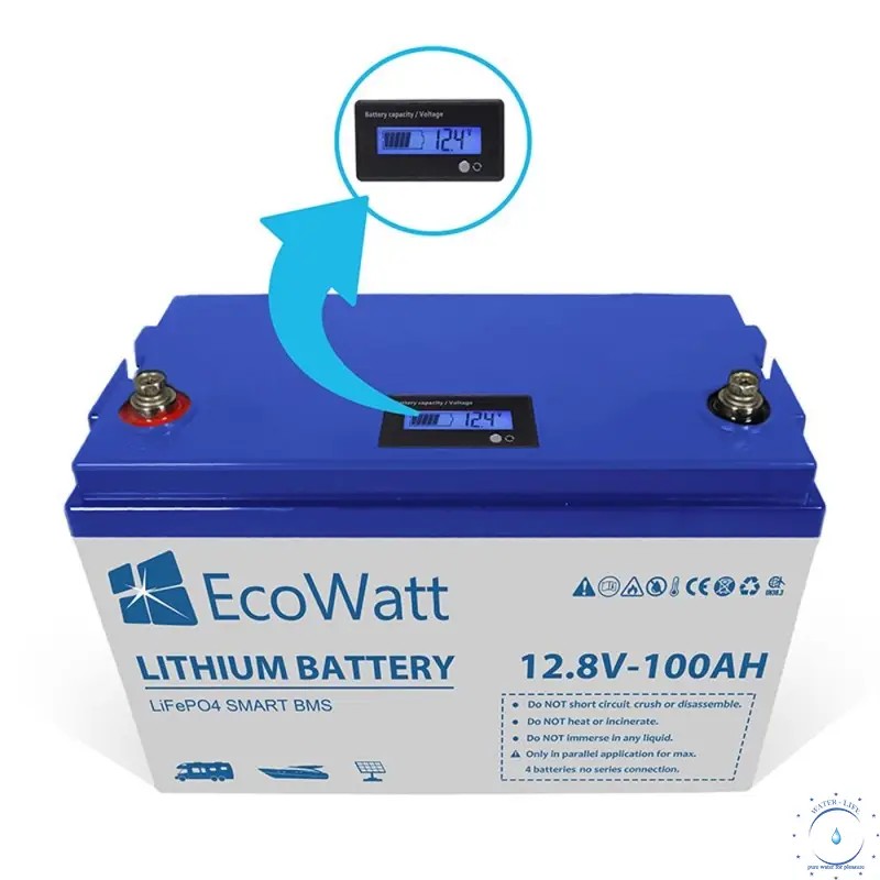 Акумулятор для ДБЖ EcoWatt LiFePO4 Smart BMS 12.8V 100Ah (літій-залізо-фосфатний акумулятор)