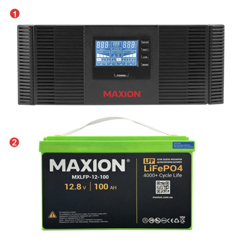 Комплект резервного живлення XL1200 (1.2kW, 12V + 1.2kW LiFePO4)